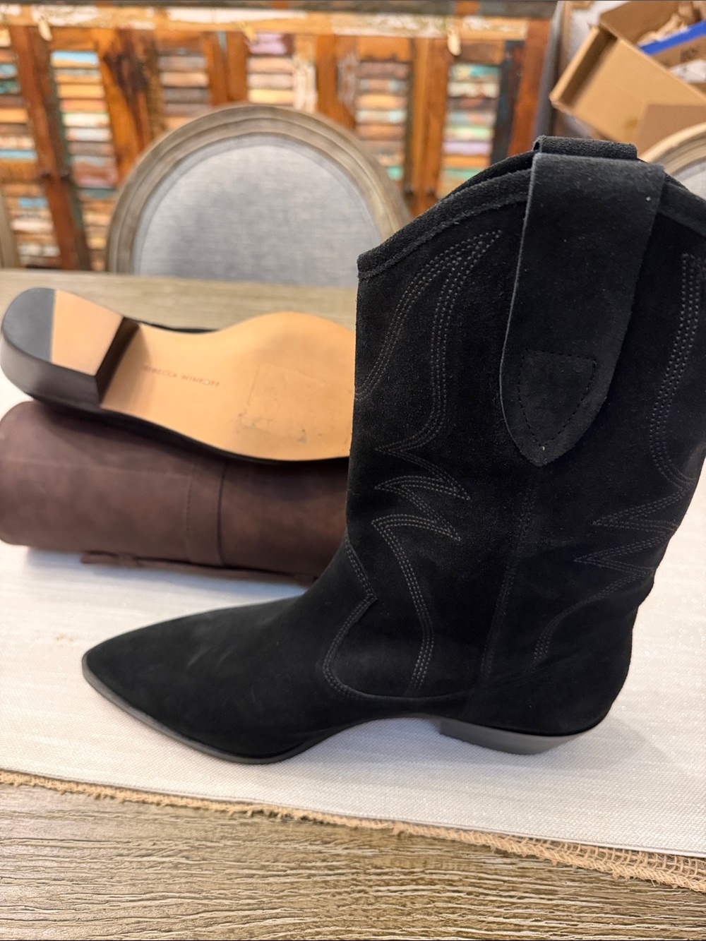 Rebecca Minkoff Kaiegan Black Suede Western Boots